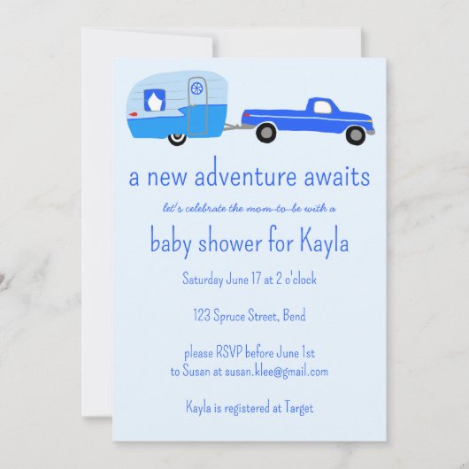 Adventure wacht op Schattige Truck & Trailer BABY  Kaart (Voorkant)