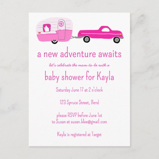 Adventure wacht op Schattige Truck & Trailer BABY  Uitnodiging Briefkaart (Voorkant)