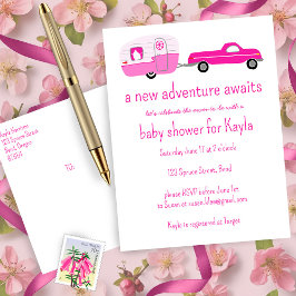 Adventure wacht op Schattige Truck & Trailer BABY  Uitnodiging Briefkaart