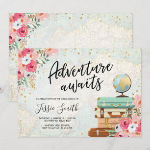 Adventure wacht op Travel Graduation Party School Kaart