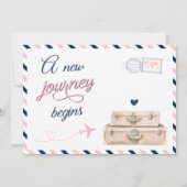 Adventure wacht op Travel Graduy Party Navy Pink Kaart (Achterkant)