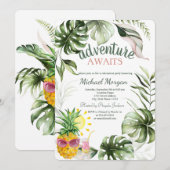 Adventure wacht op tropische bladeren ananas kaart (Voorkant / Achterkant)