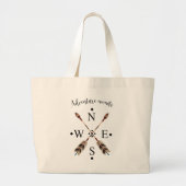 Adventure wacht op Typografie Tribal Arrows Compas Grote Tote Bag (Voorkant)