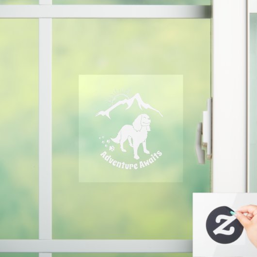 Adventure wacht op verhiking Cavalier Spaniel   Raamsticker (Huis)