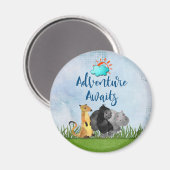 Adventure wacht op Waterverf Safari Oerwoud Animal Magneet (Voorkant / Achterkant)