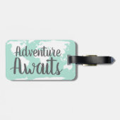 Adventure wacht op Wereldkaart & Mint Bagagelabel (Achterkant horizontaal)