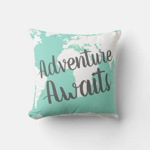Adventure wacht op Wereldkaart & Mint Kussen