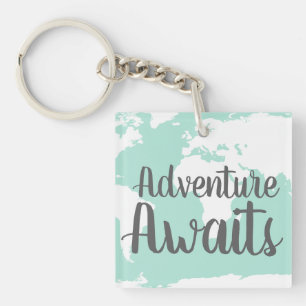 Adventure wacht op Wereldkaart & Mint Sleutelhanger