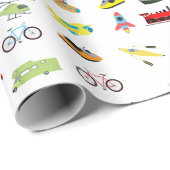 Adventure wacht op Wereldkaart Voertuigen Cadeaupapier (Rol Hoek)