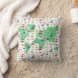 Adventure wacht op Wereldkaart Voertuigen Kussen