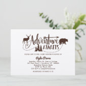 Adventure wacht op Wilderness Baby shower Invitati Kaart (Staand voorkant)