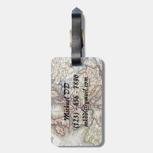 Adventure wacht op World Traveller Wereldkaart Bagagelabel (Achterkant verticaal)