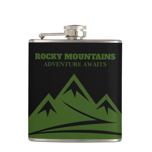 Adventure wacht Rocky Mountains logo aangepaste dr Heupfles (Voorkant)
