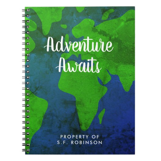 Adventure wacht wereldkaart aangepast journaal notitieboek (Voorkant)