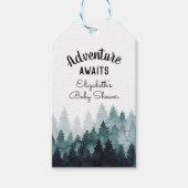 Adventure Waterverf Rustic Forest Baby shower Cadeaulabel (Voorkant)