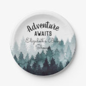 Adventure Waterverf Rustic Forest Baby shower Papieren Bordje (Voorkant)