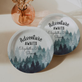 Adventure Waterverf Rustic Forest Baby shower Papieren Bordje
