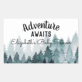 Adventure Waterverf Rustic Forest Baby shower Rechthoekige Sticker