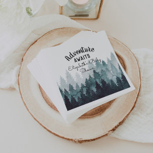 Adventure Waterverf Rustic Forest Baby shower Servet