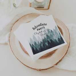 Adventure Waterverf Rustic Forest Baby shower Servet