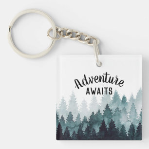 Adventure Waterverf Rustic Forest Sleutelhanger