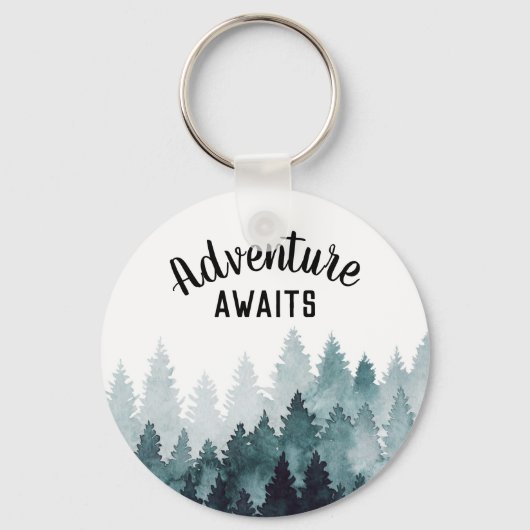 Adventure Waterverf Rustic Forest Sleutelhanger (Voorkant)