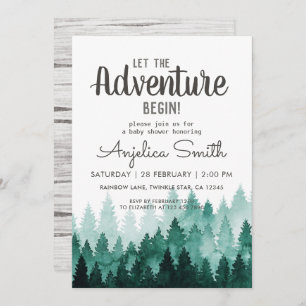 Adventure Waterverf Rustic Woodland Baby shower Kaart