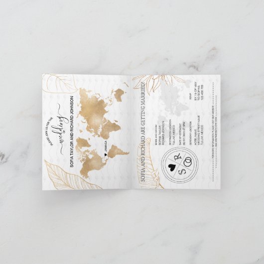 Adventure Wedding Destination Passport Wereldkaart (Binnen)