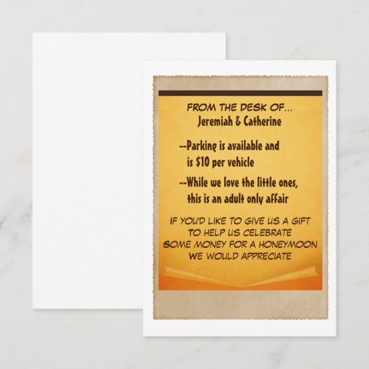  Adventure Wedding Information Kaart (Voorkant / Achterkant)