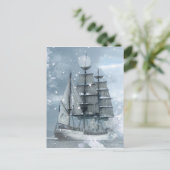 Adventure Winter Snow storm piratenschip Briefkaart (Staand voorkant)