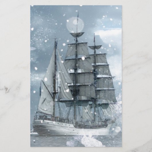 Adventure Winter Snow storm piratenschip Briefpapier (Voorkant)