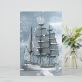 Adventure Winter Snow storm piratenschip Briefpapier (Staand voorkant)