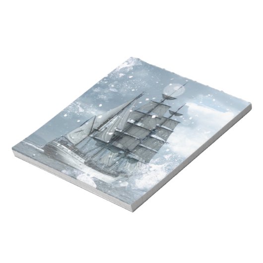 Adventure Winter Snow storm  piratenschip Notitieblok (Linkerzijde)