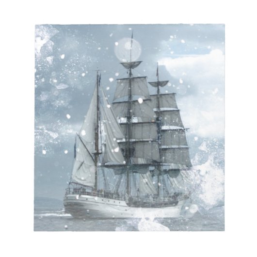 Adventure Winter Snow storm  piratenschip Notitieblok (Voorkant)
