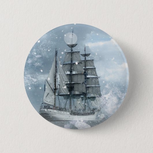 Adventure Winter Snow storm piratenschip Ronde Button 5,7 Cm (Voorkant)