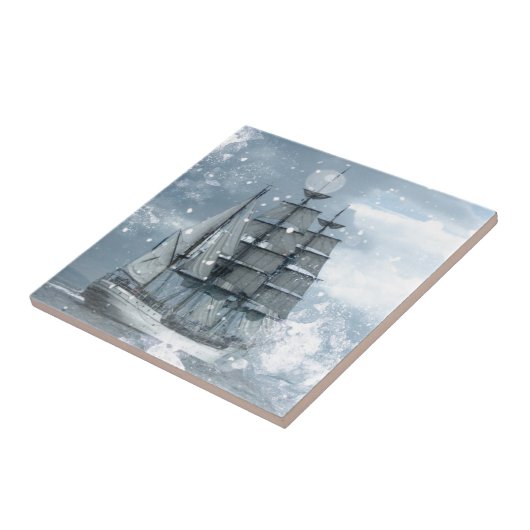 Adventure Winter Snow storm  piratenschip Tegeltje (Zijkant)