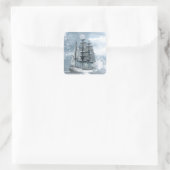 Adventure Winter Snow storm  piratenschip Vierkante Sticker (Tas)