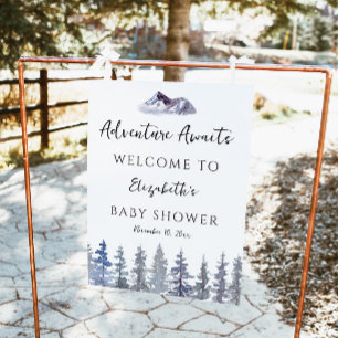 Adventure Winter Trees Baby shower Welkom Foto Afdruk