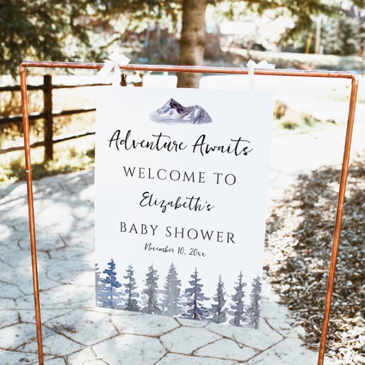 Adventure Winter Trees Baby shower Welkom Foto Afdruk