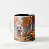 Adventure with Every Sip Cat Mug Tweekleurige Koffiemok (Voorkant links)
