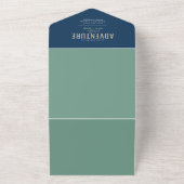 Adventure Woodland & Advice Boy Navy Baby shower All In One Uitnodiging (Buitenkant)