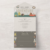 Adventure Woodland & Advice Neutraal Baby shower All In One Uitnodiging (Binnen)