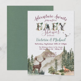 Adventure Woodland Baby shower bergbos Kaart
