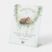 Adventure Woodland Beer Baby shower Welkom Reclamebord Met Voetstuk (Voorkant)