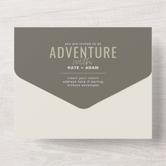 Adventure Woodland Books Neutral Navy Baby shower All In One Uitnodiging (Achterkant)
