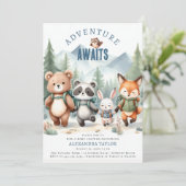 Adventure Woodland Dieren Wandeljongen Baby shower Kaart (Staand voorkant)