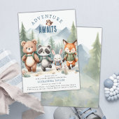 Adventure Woodland Dieren Wandeljongen Baby shower Kaart