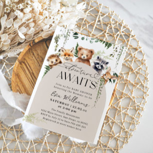 Adventure Woodland Dierenneutraal Baby shower Kaart