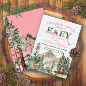 Adventure Woodland forest Girl Baby shower Kaart