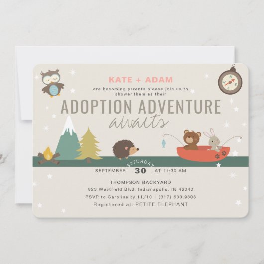 Adventure Woodland Girl Adoption Baby shower Kaart (Voorkant)